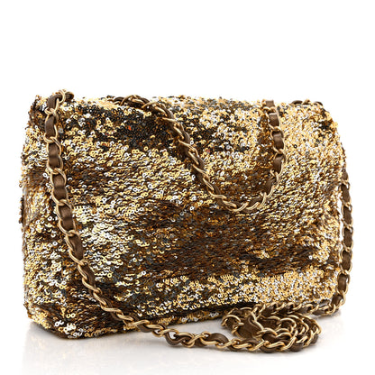 Chanel Sequin Quilted Medium Single Flap Gold 3 of 10