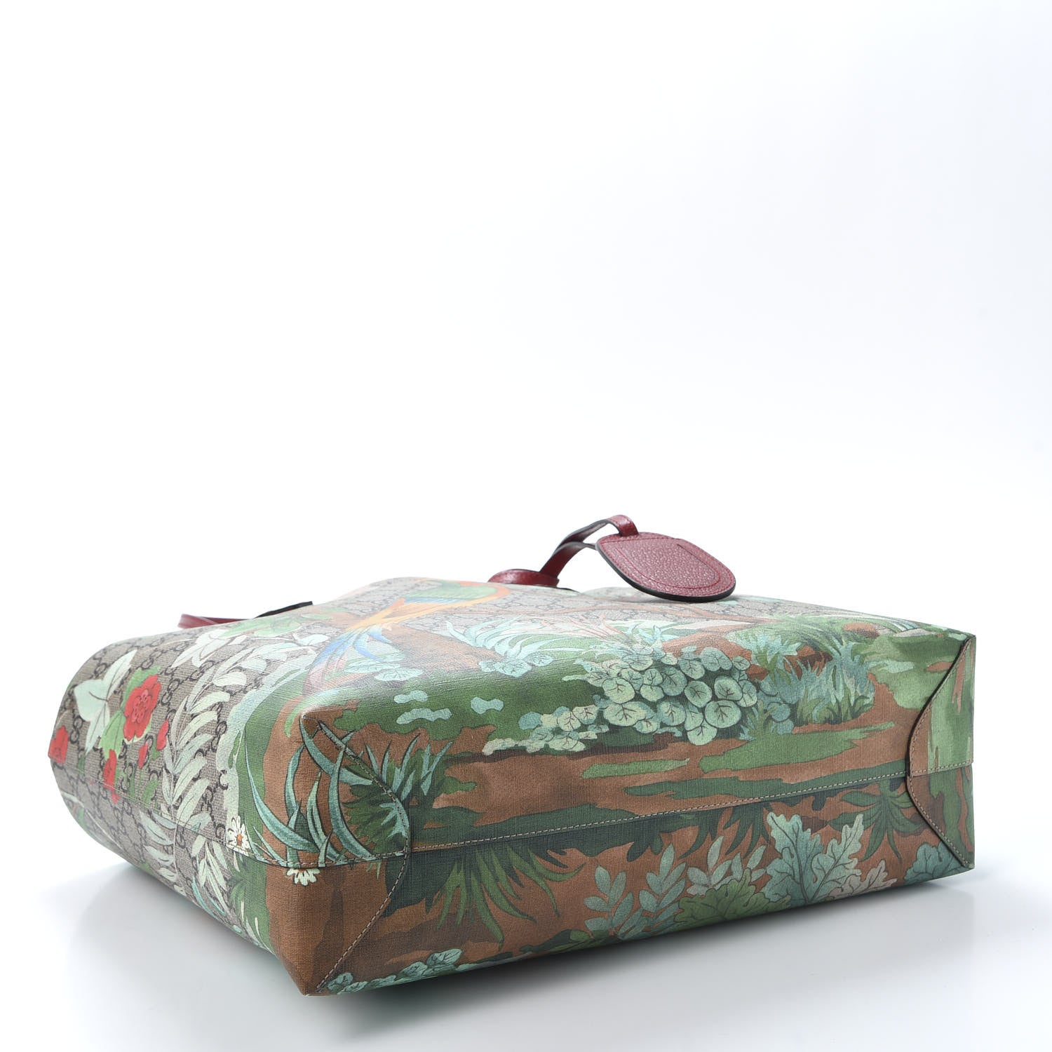 Gucci GG Supreme Monogram Tian Medium Shopping Tote Beige Multicolor Red 3 of 9