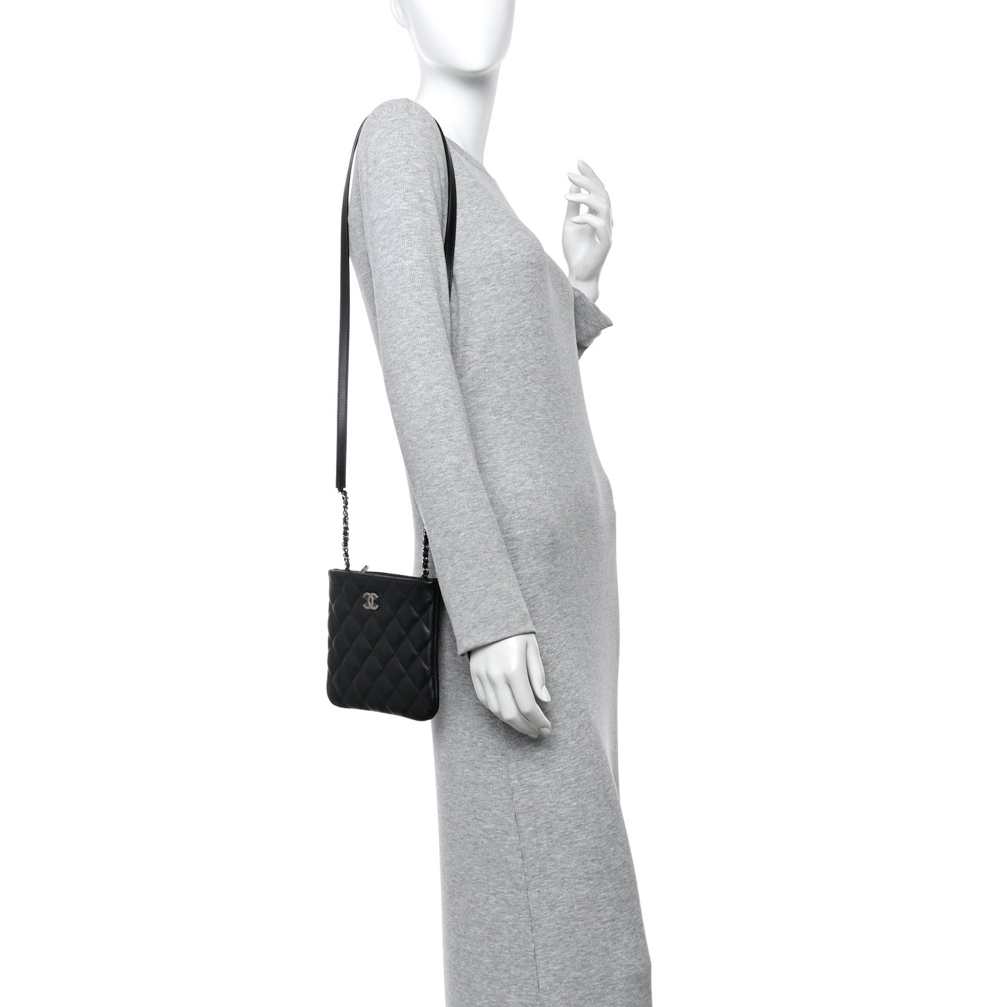 Lambskin Quilted Uniform Crossbody Bag Black