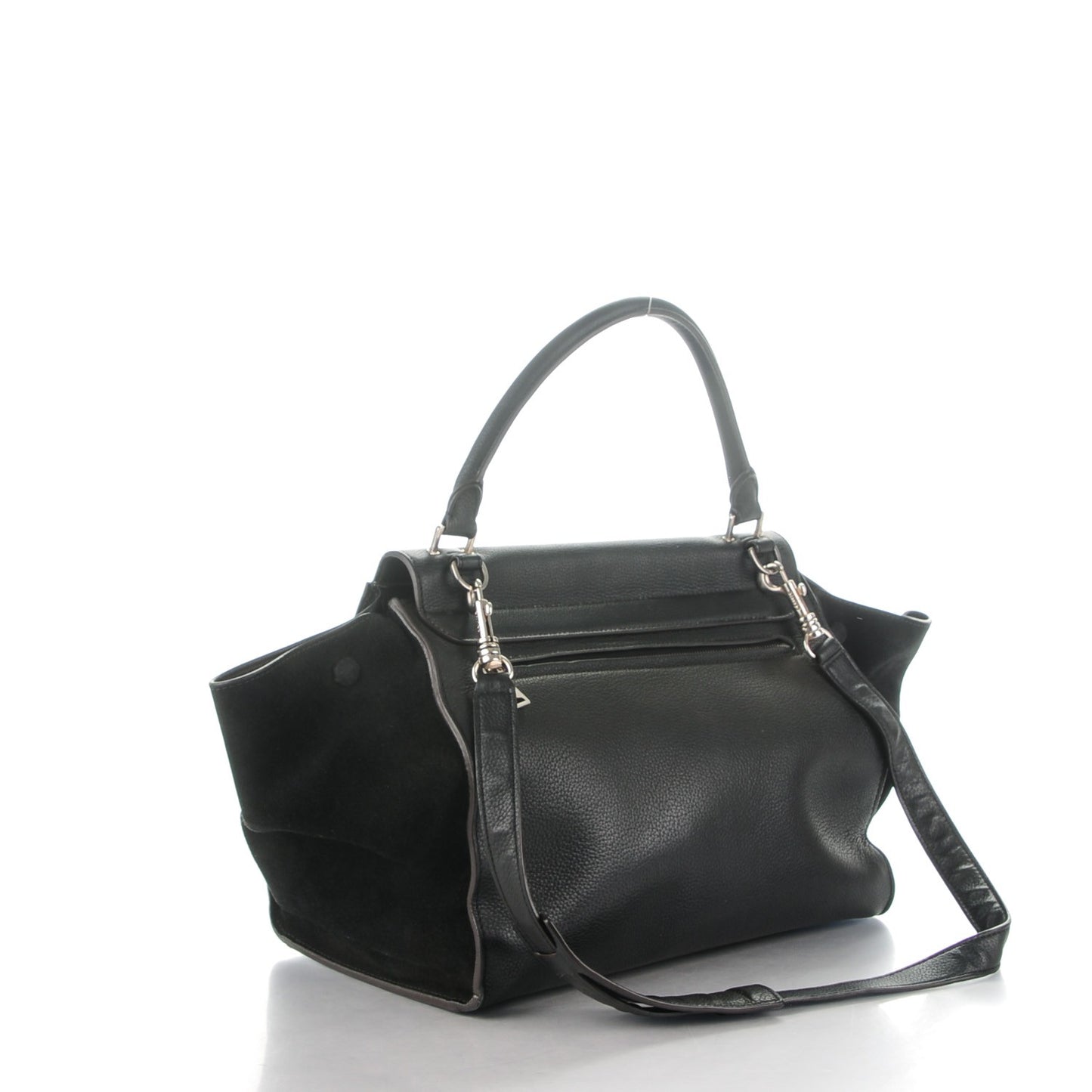Drummed Calfskin Suede Medium Trapeze Black