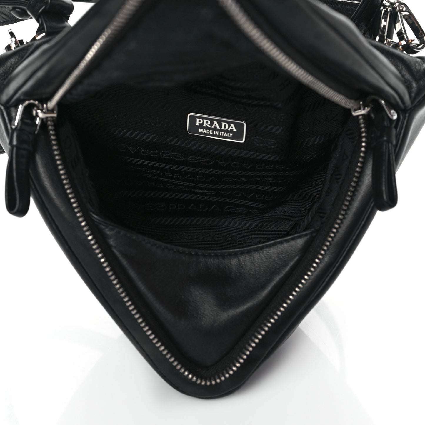 Nappa Padded Signaux Triangle Crossbody Black