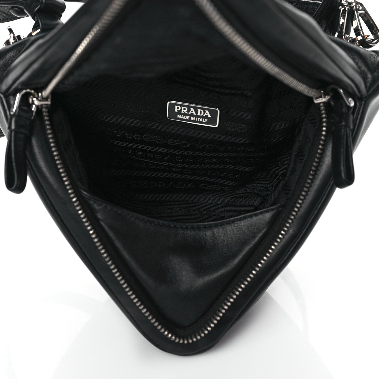 Prada Nappa Padded Signaux Triangle Crossbody Black 4 of 8