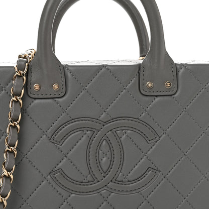 Chanel Calfskin Quilted Studded Square Vanity Case Grey 8 of 10