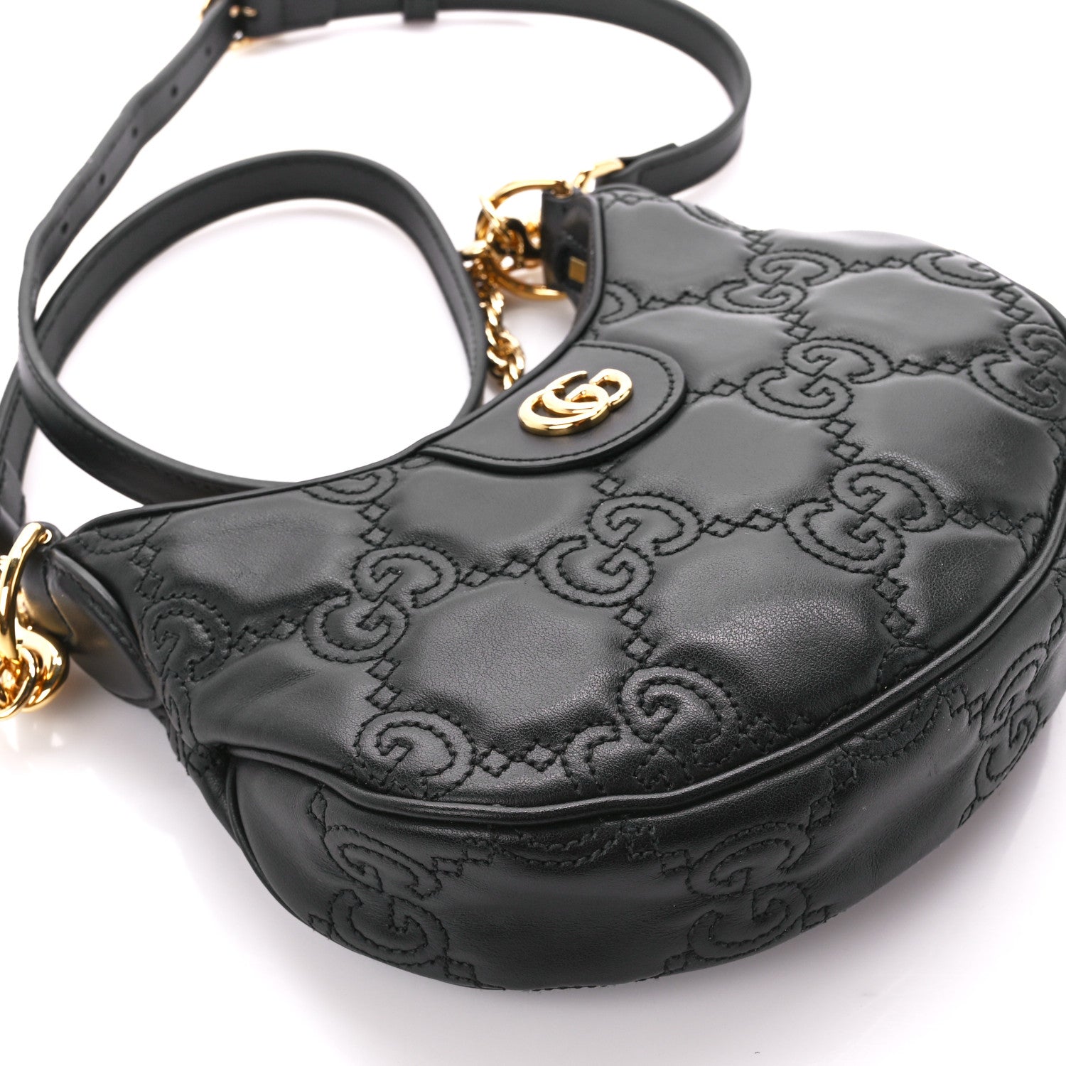 Gucci Calfskin GG Matelasse Mini Hobo Shoulder Bag Black 9 of 10
