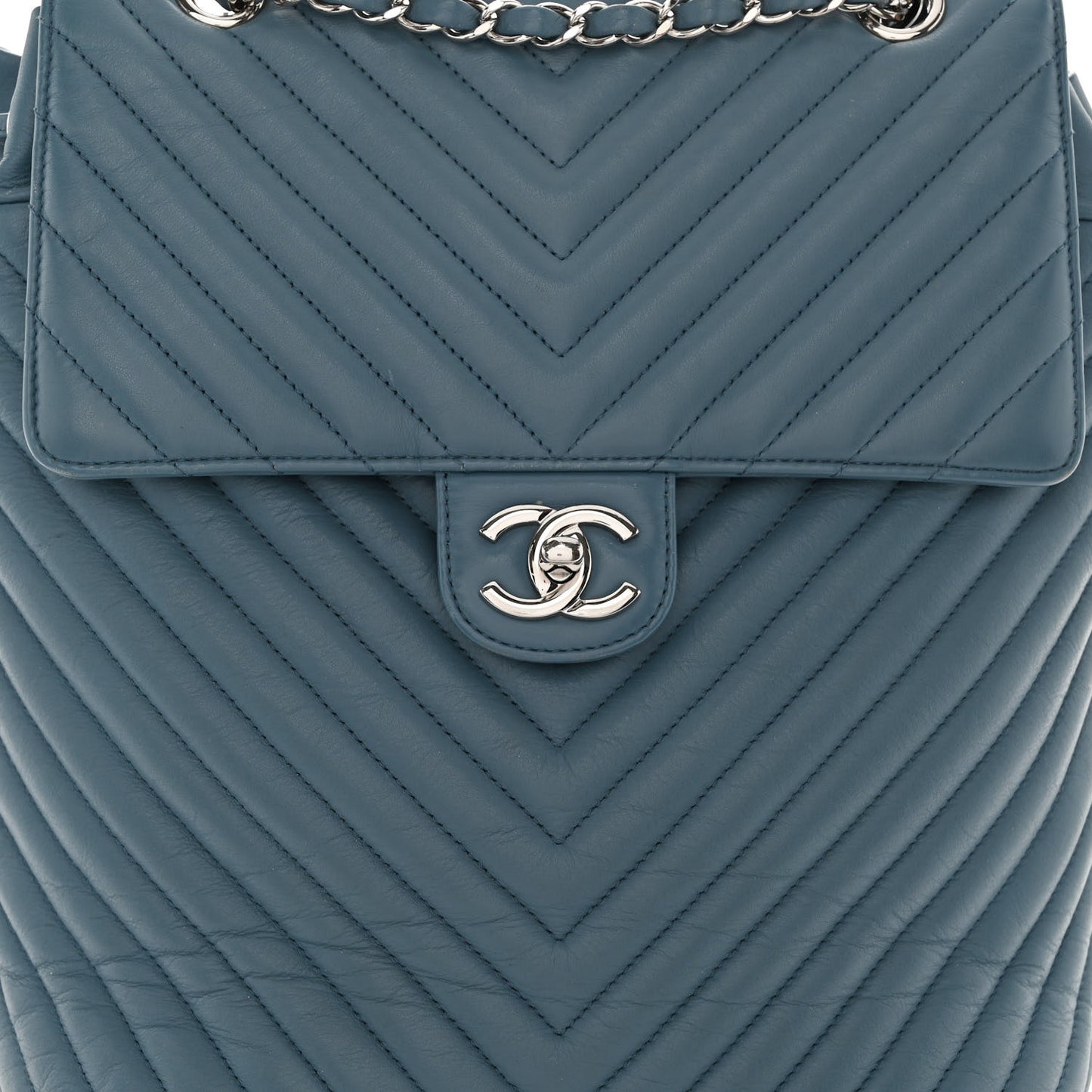 Calfskin Chevron Quilted Large Urban Spirit Backpack Light Blue