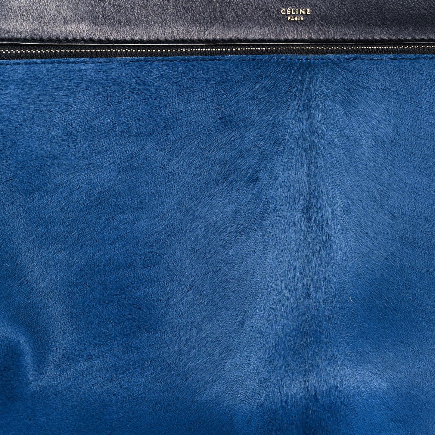 Pony Hair Medium Edge Shoulder Bag Ocean Blue