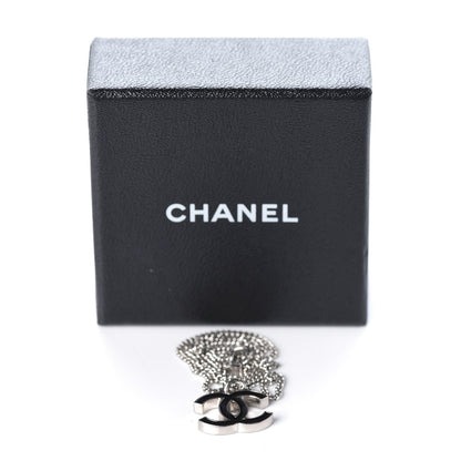 Chanel Enamel CC Necklace Silver Black 7 of 7