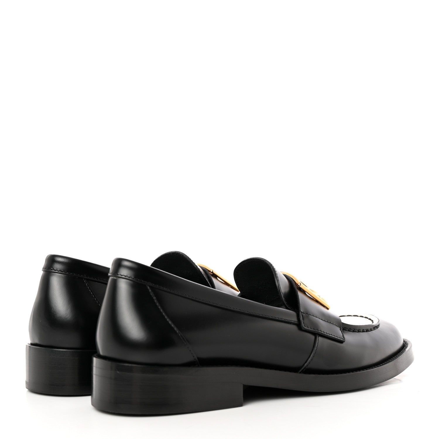 Chanel Shiny Calfskin CC Loafers Black White 36 Black White 4 of 10