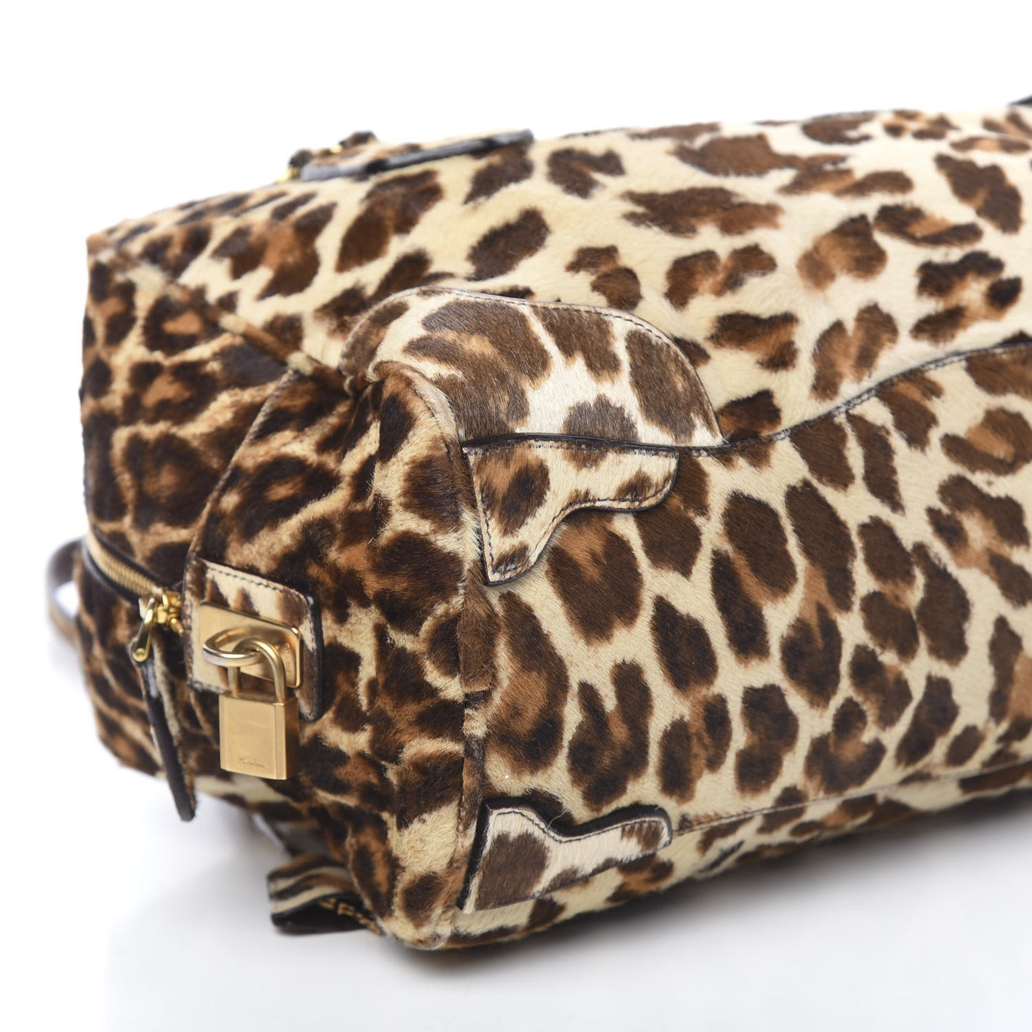 Calf Hair Leopard Print Shoulder Bag Avorio