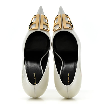 Balenciaga Patent BB Square Knife Pointed Toe Pump 36.5 White 2 of 10