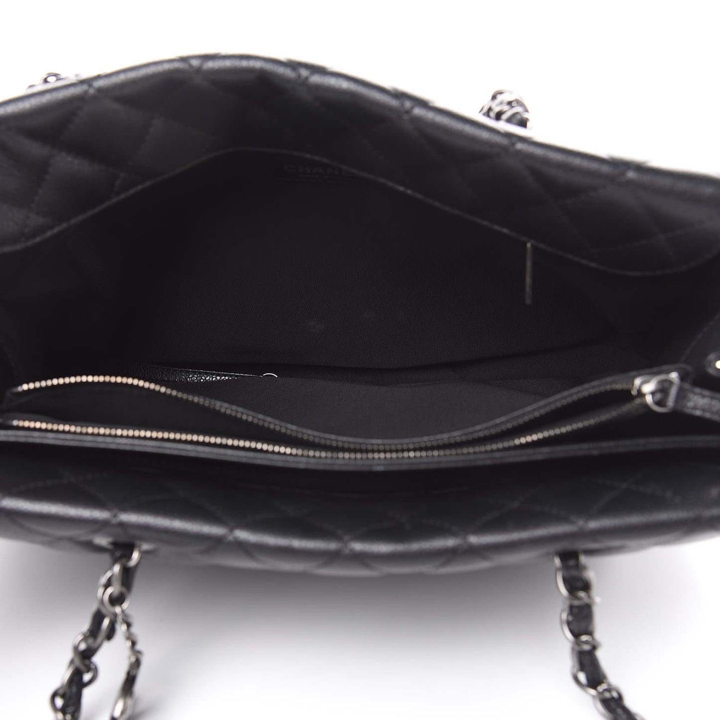 Caviar Quilted City Shopping Tote Black