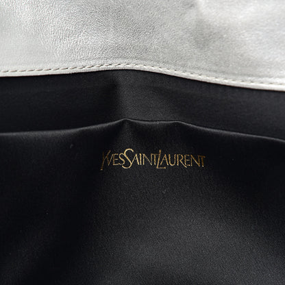 Saint Laurent Metallic Calfskin Monogram Large Belle De Jour Clutch Silver 6 of 9