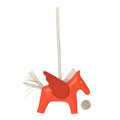 Hermes Milo Lambskin Grigri Rodeo Pegase Horse Bag Charm MM Orange Poppy Craie Terre Battue 2 of 5