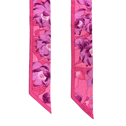 Hermes Silk Fleurs De Lotus Twilly Rose Indien Fuchsia Violet 2 of 3
