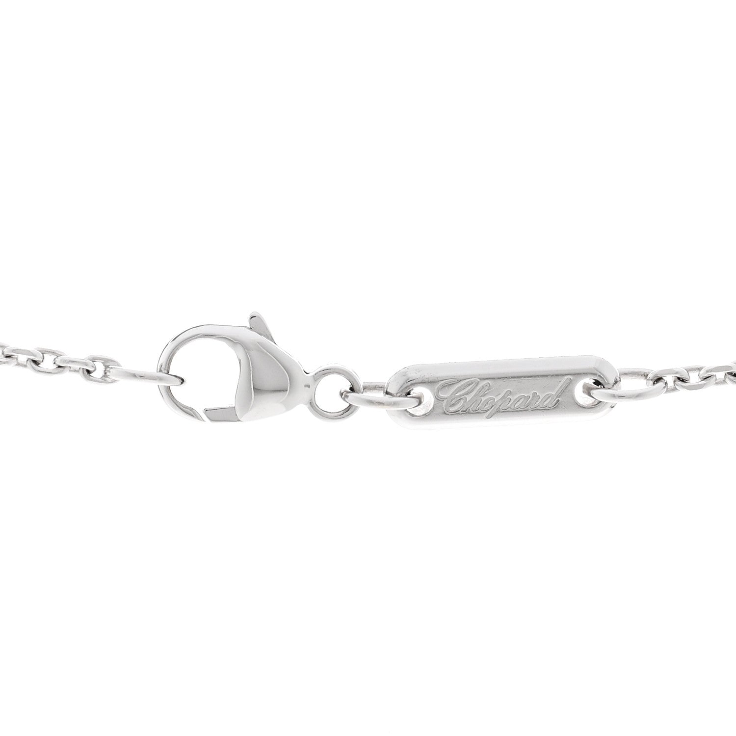 Chopard 18K White Gold 3 Diamond Happy Diamond Icons Heart Pendant Necklace 4 of 5