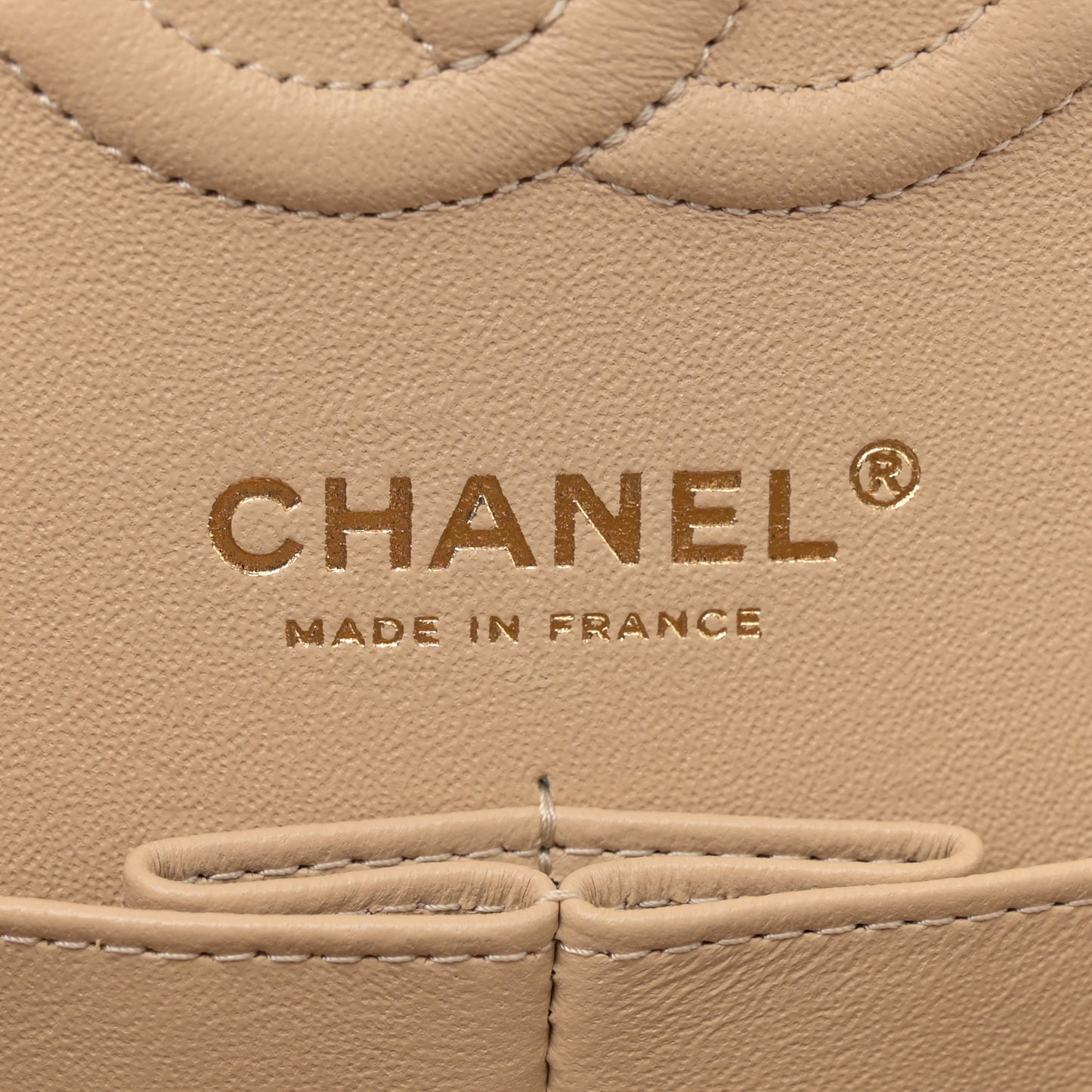 Caviar Quilted Small Double Flap Beige
