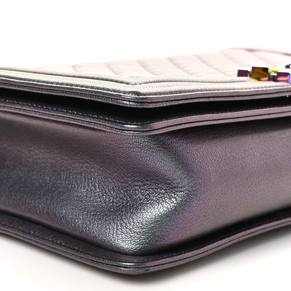 Chanel Iridescent Goatskin Quilted New Medium Boy Flap Purple 9 of 10