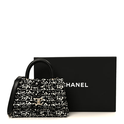 Chanel Lambskin Sequin Beaded Extra Mini Coco Handle Flap Black White 12 of 12
