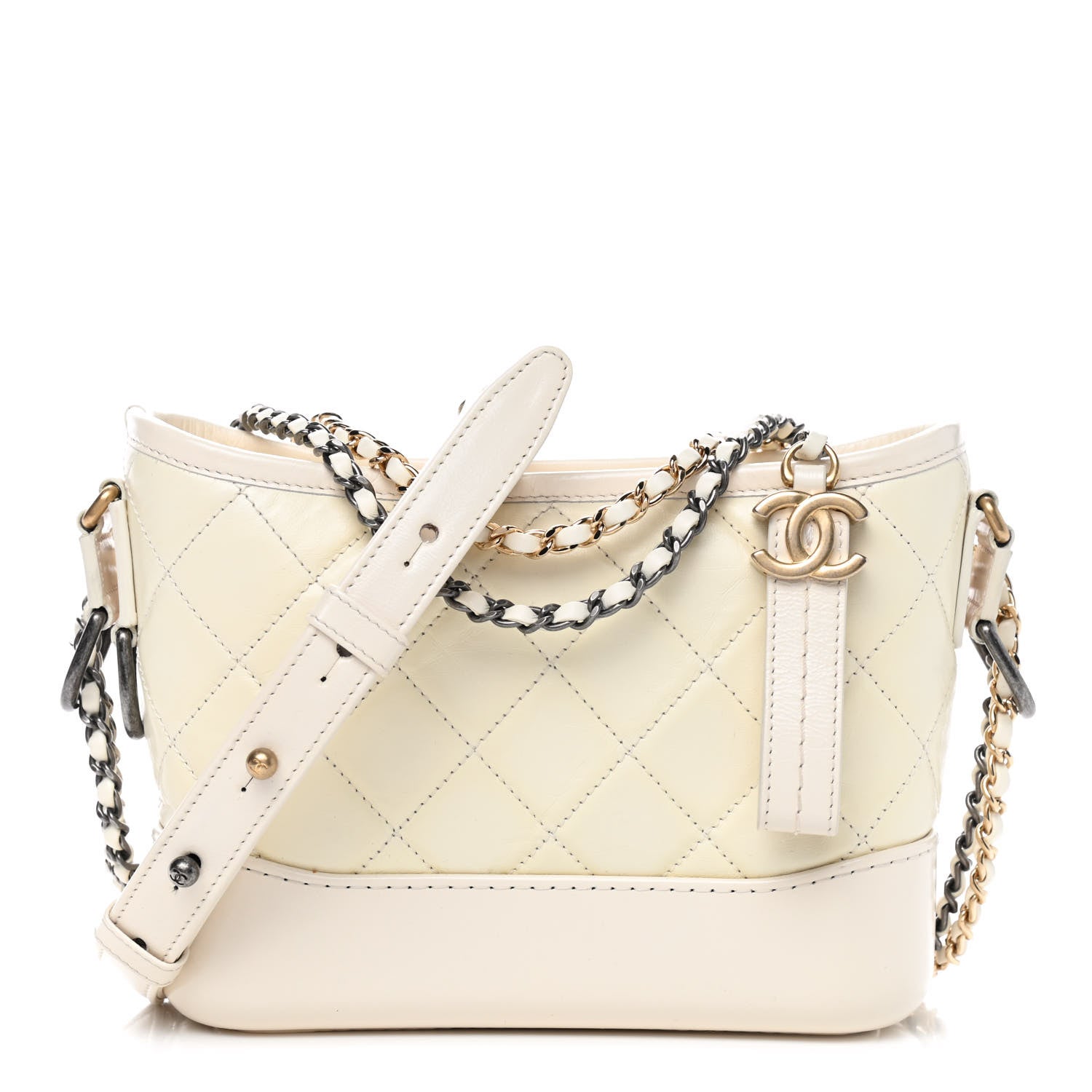 Chanel Aged Calfskin Quilted Small Gabrielle Hobo White 1 of 11