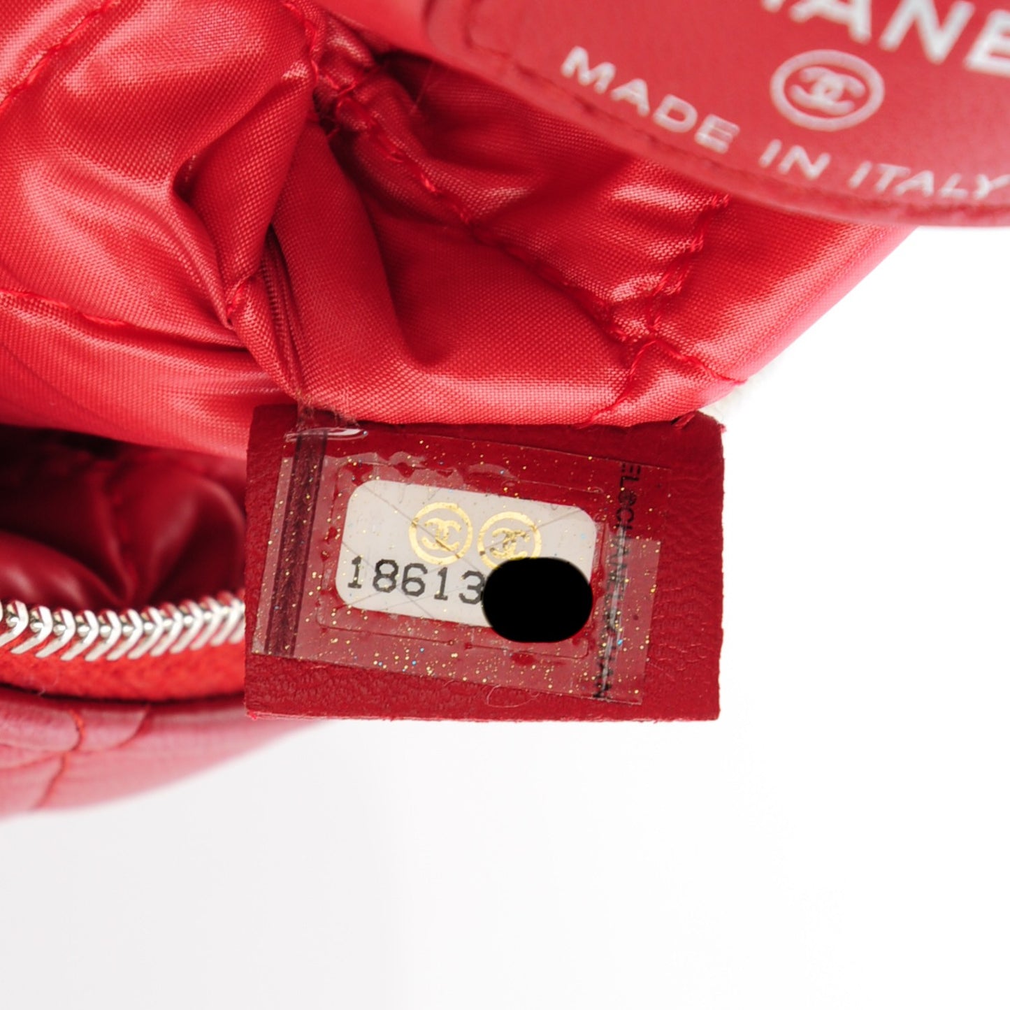 Lambskin Quilted Large Cosmetic Case Red