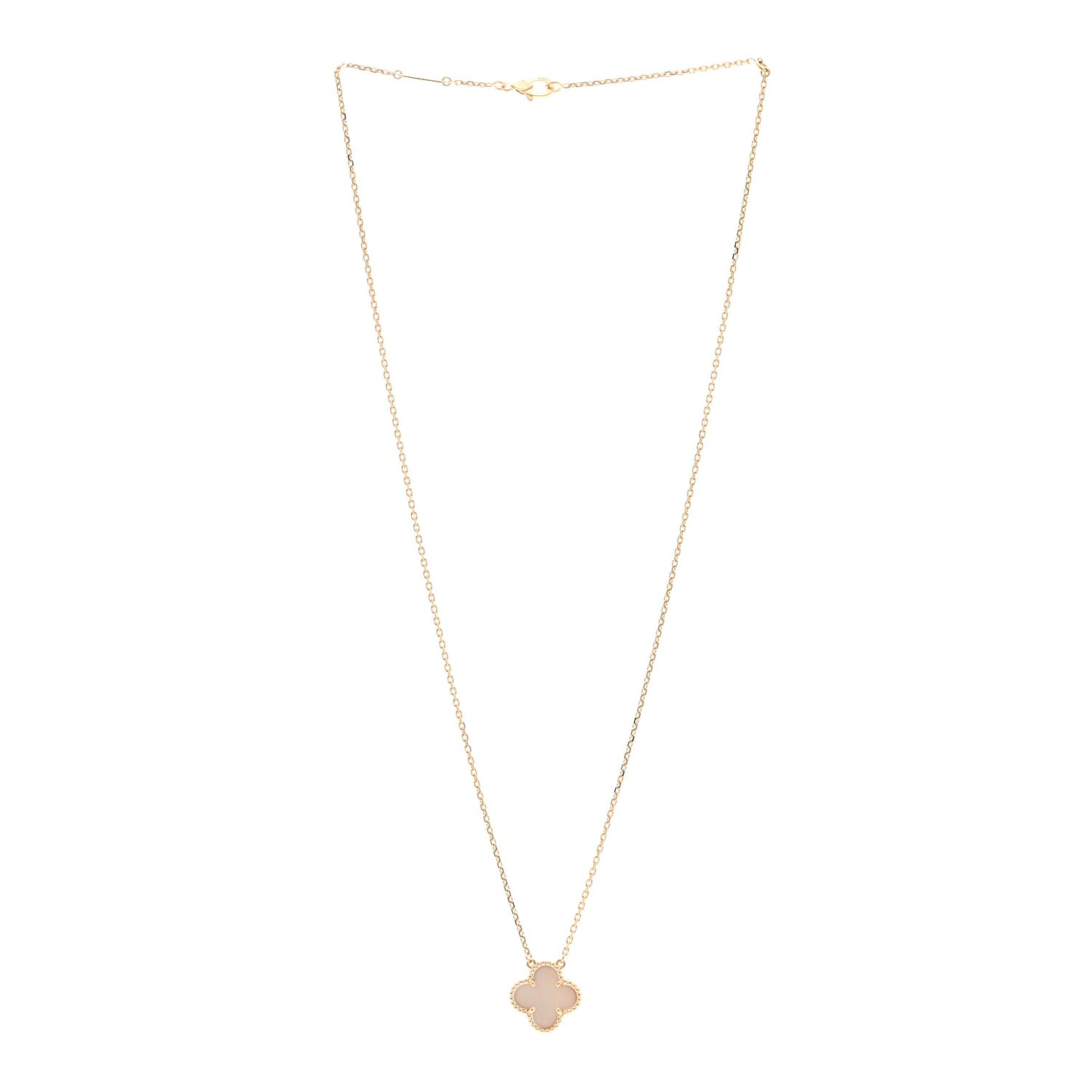 18K Yellow Gold Mother of Pearl Vintage Alhambra Pendant Necklace