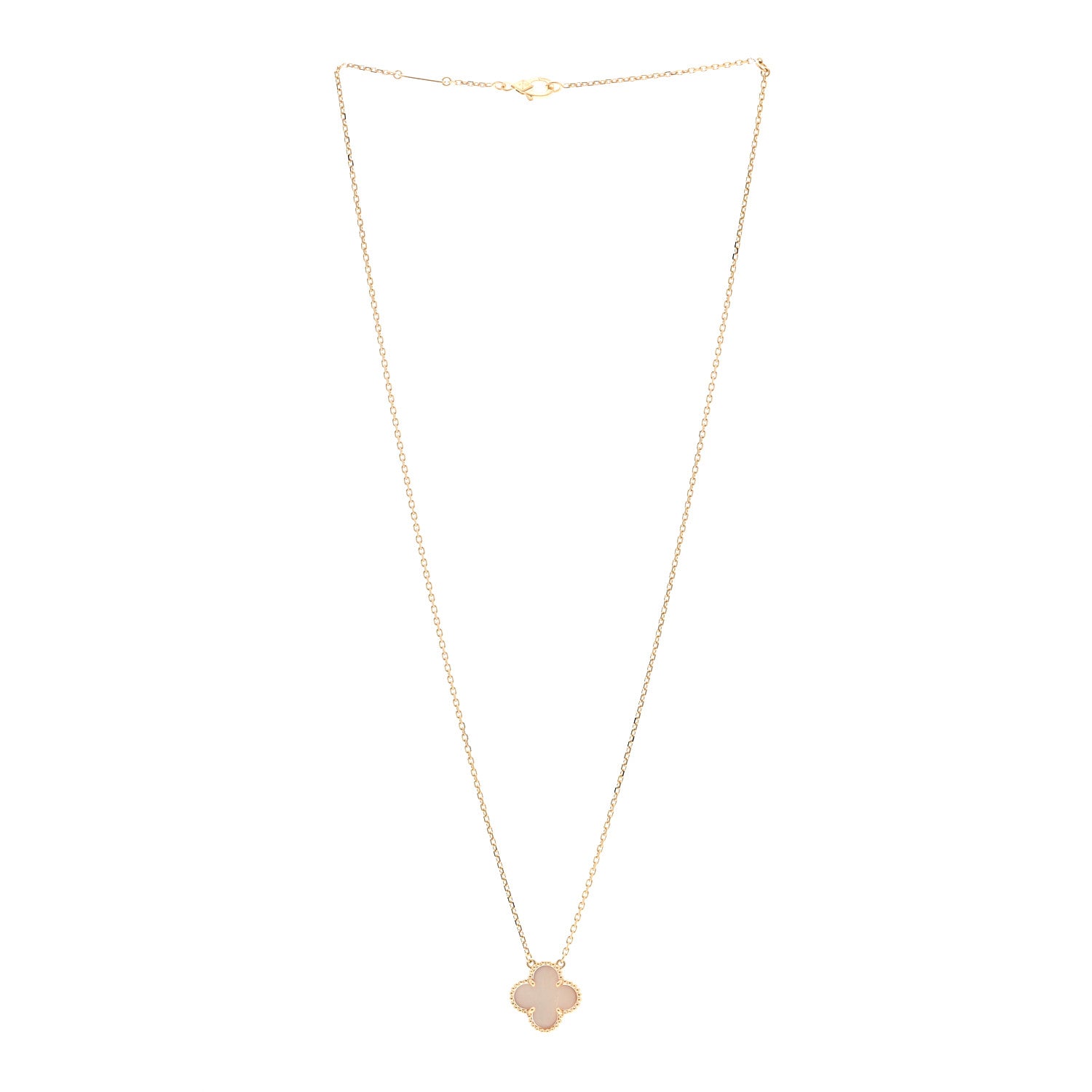 Van Cleef & Arpels 18K Yellow Gold Mother of Pearl Vintage Alhambra Pendant Necklace 3 of 6
