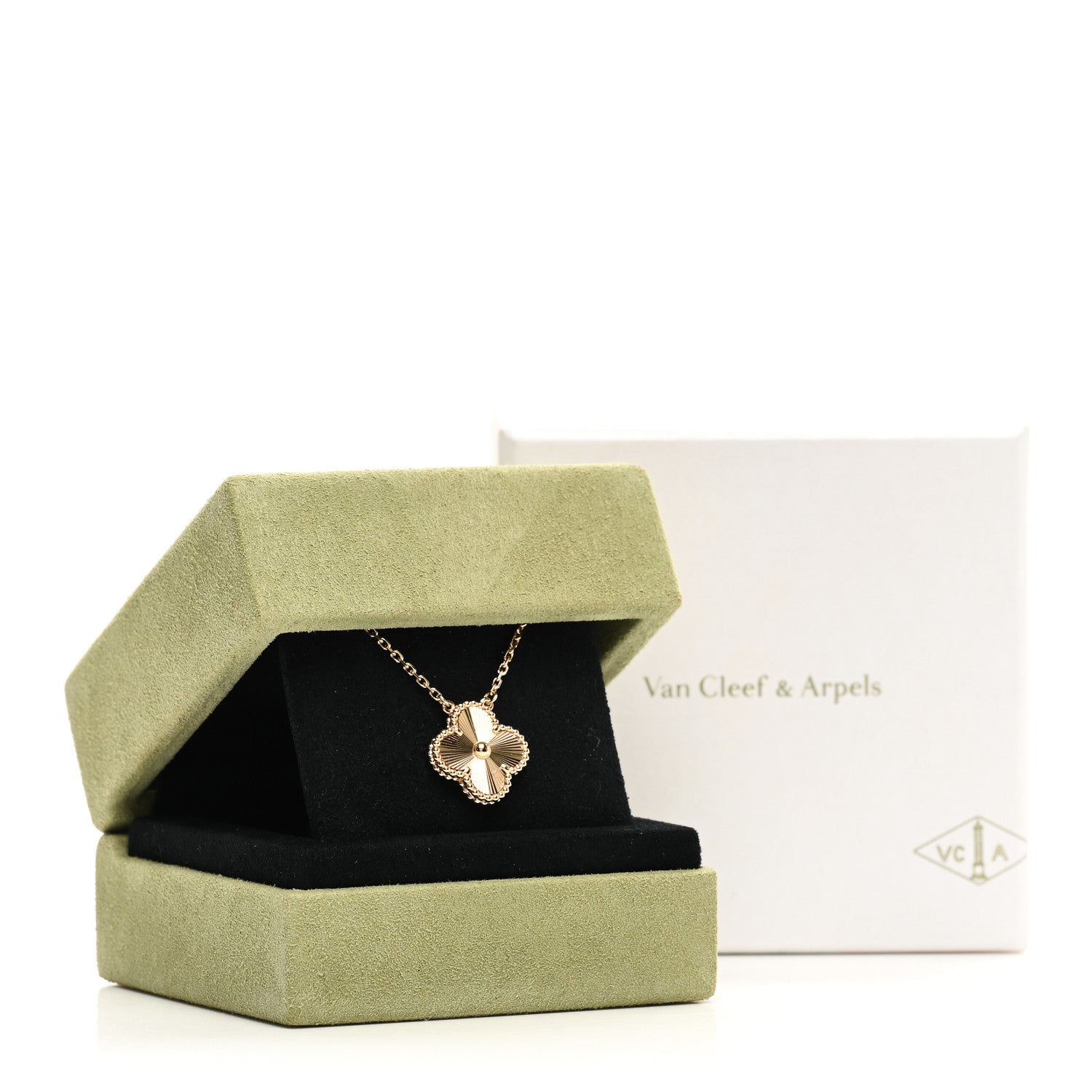 Van Cleef & Arpels 18K Yellow Gold Guilloche Vintage Alhambra Pendant Necklace 5 of 5