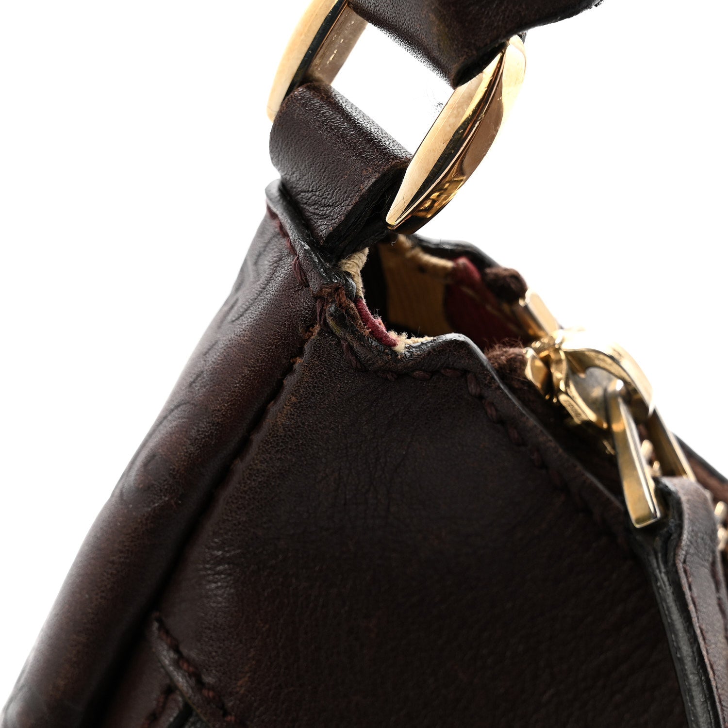 Gucci Guccissima Large D Gold Ring Hobo Chocolate Brown 12 of 12