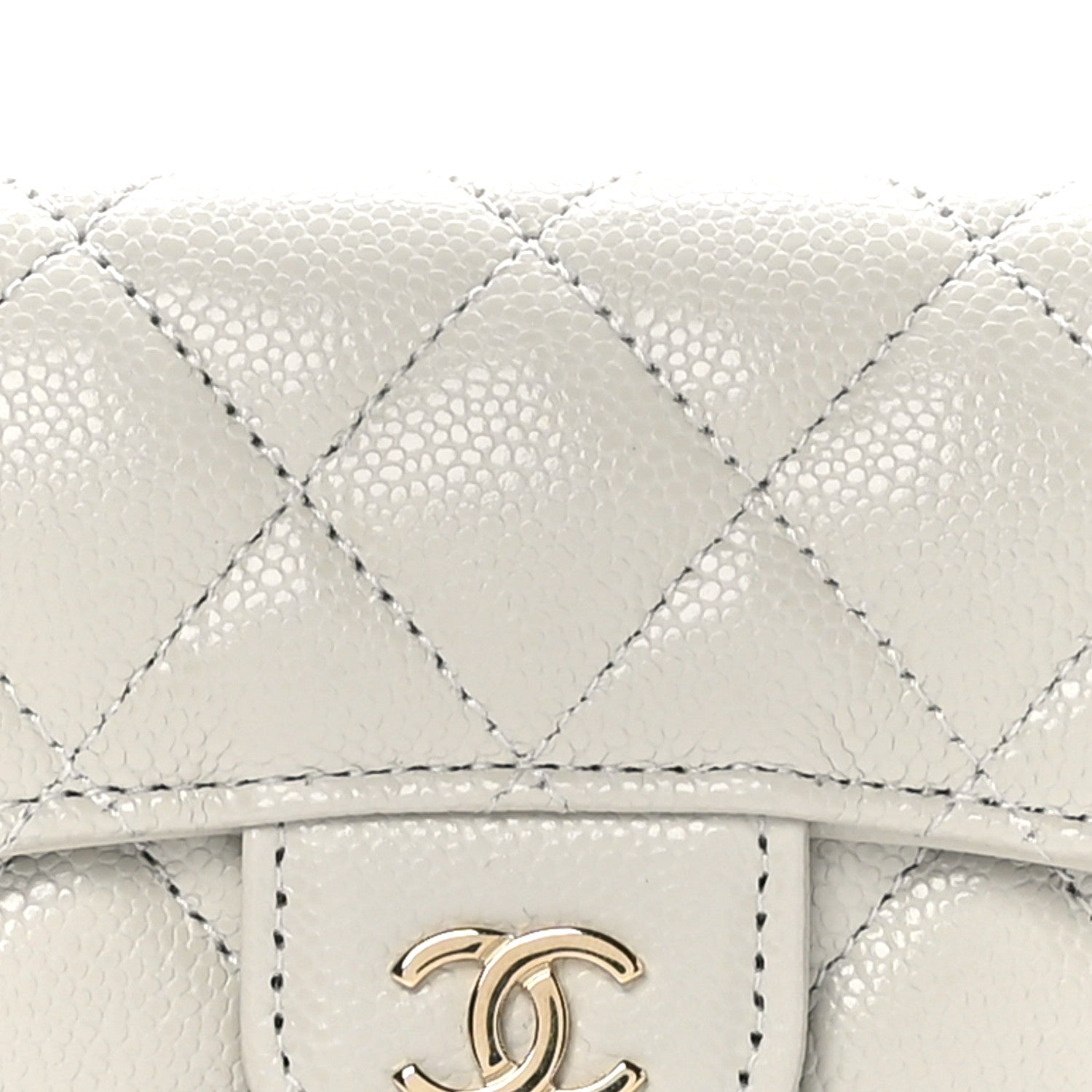 Chanel Caviar Quilted Flap Card Holder Wallet Grey 9 of 10