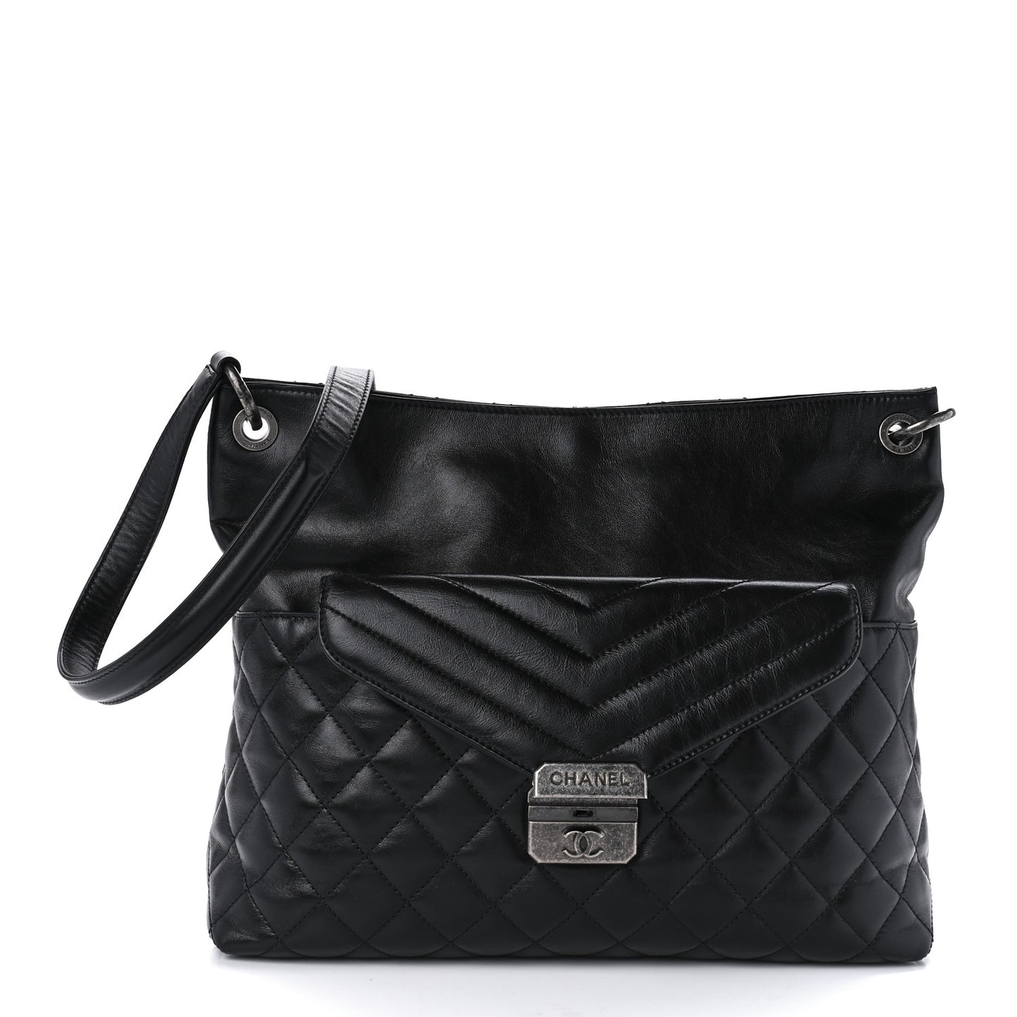 Aged Calfskin Quilted Mad About Quilting Hobo Black