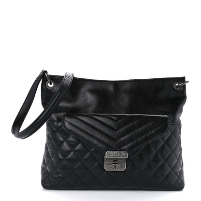 Chanel Aged Calfskin Quilted Mad About Quilting Hobo Black 1 of 9