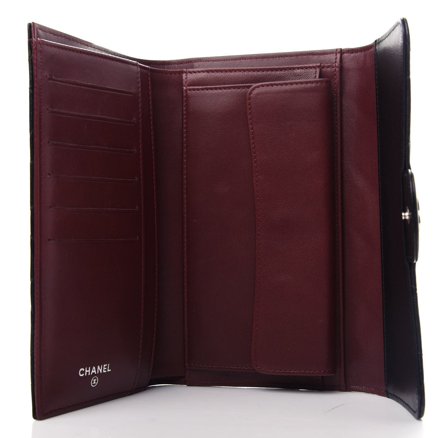 Lambskin Quilted Large Flap Wallet Black