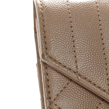 Saint Laurent Grain De Poudre Textured Mixed Matelasse Medium Triquilt Monogram Satchel Dark Beige 14 of 14