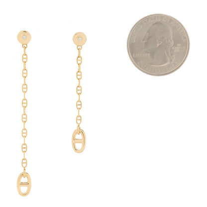 Hermes 18K Yellow Gold Diamond TPM Farandole Drop Earrings 2 of 5