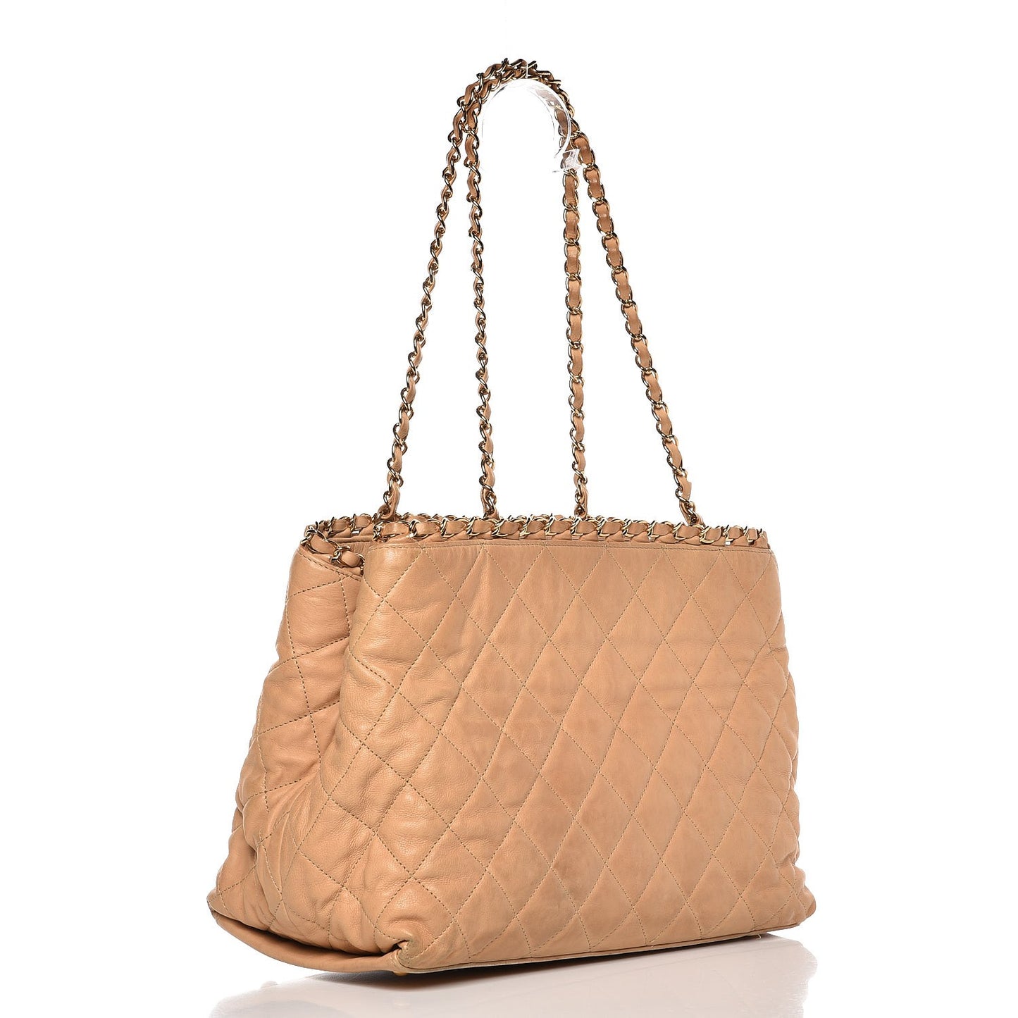 Calfskin Quilted Small Chain Me Tote Light Beige