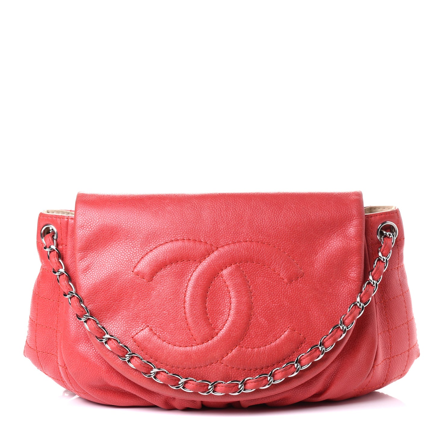 Caviar Half Moon Flap Red