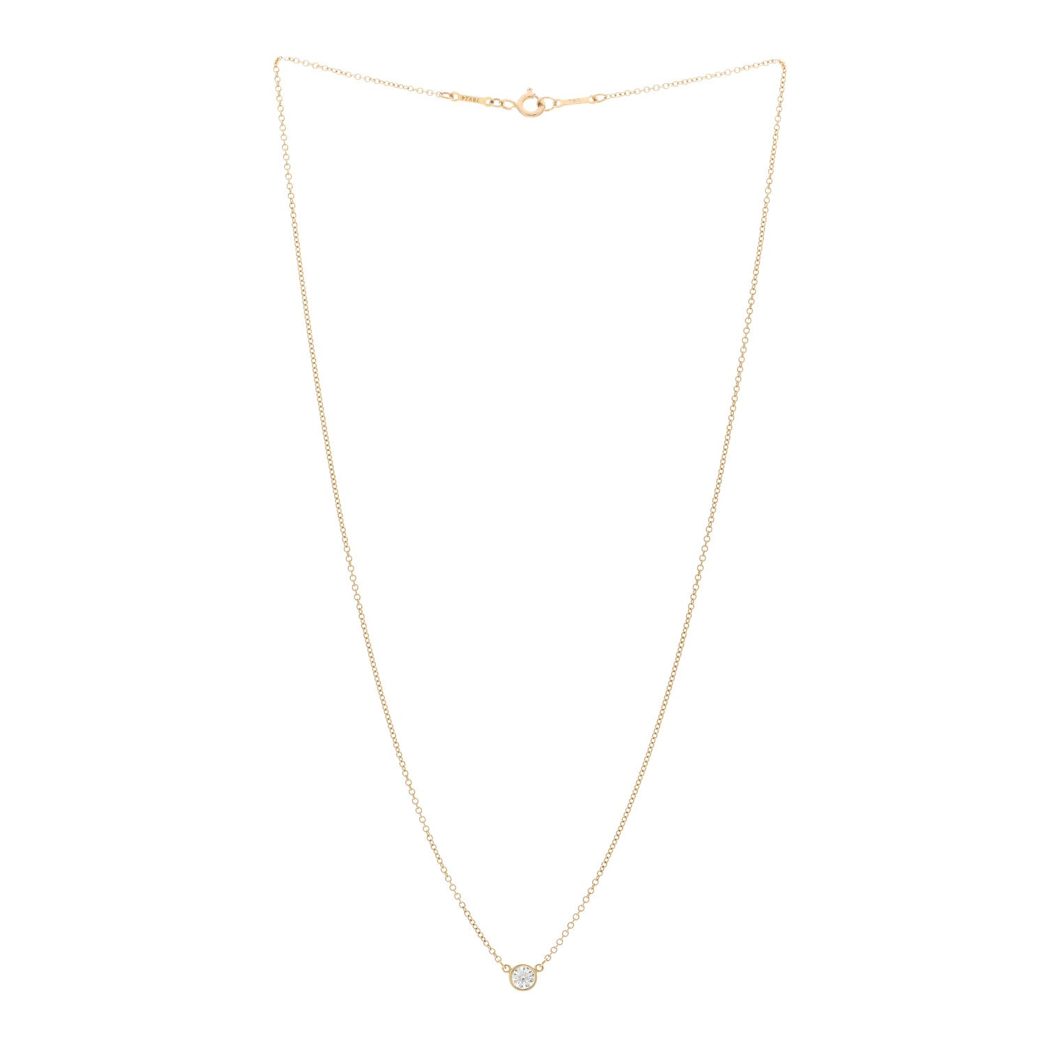 Tiffany 18K Yellow Gold Diamond .25ct Elsa Peretti Diamonds by the Yard Pendant Necklace 3 of 4