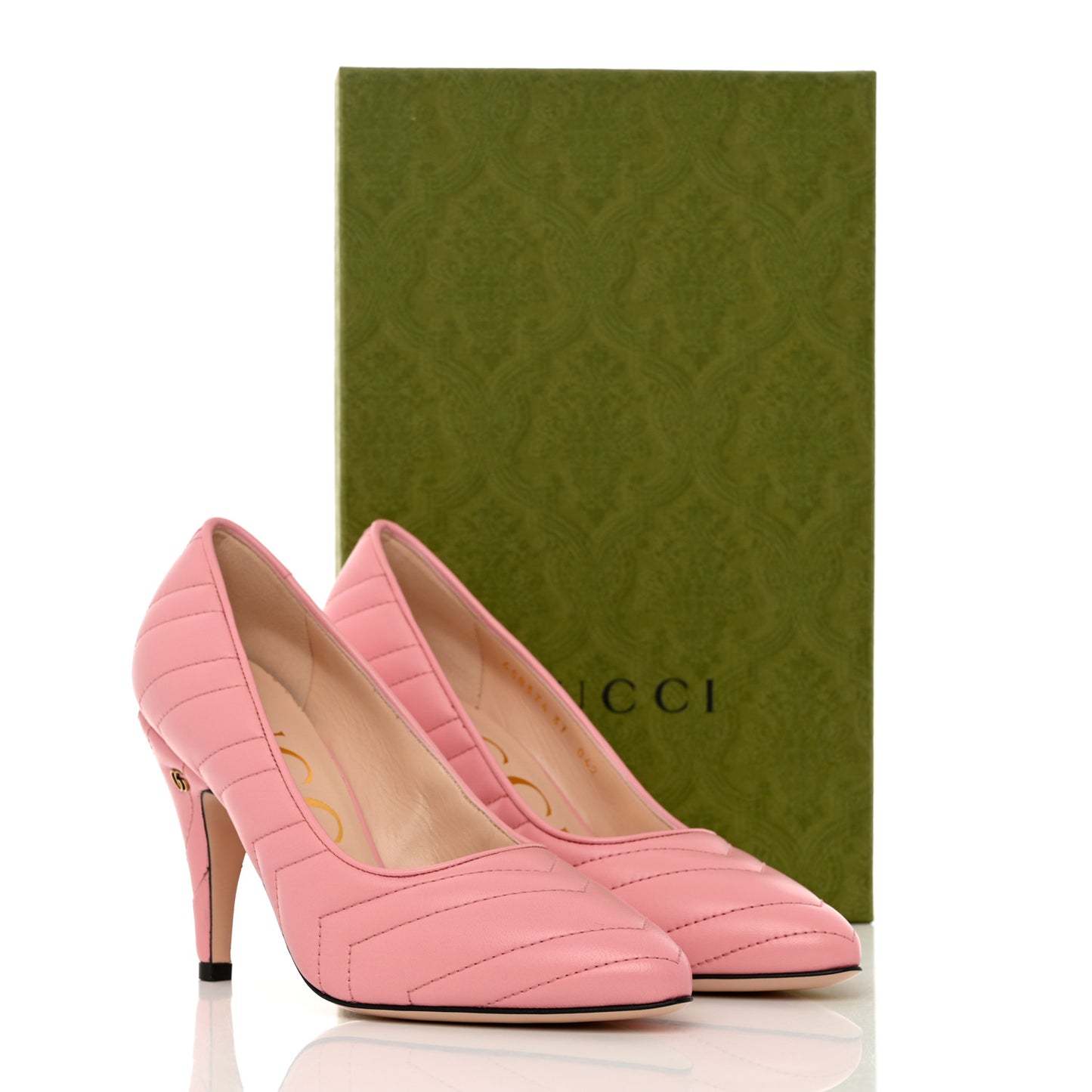 Nappa Charlotte Chevron Matelasse Double G 95mm Pumps 37 Wild Rose