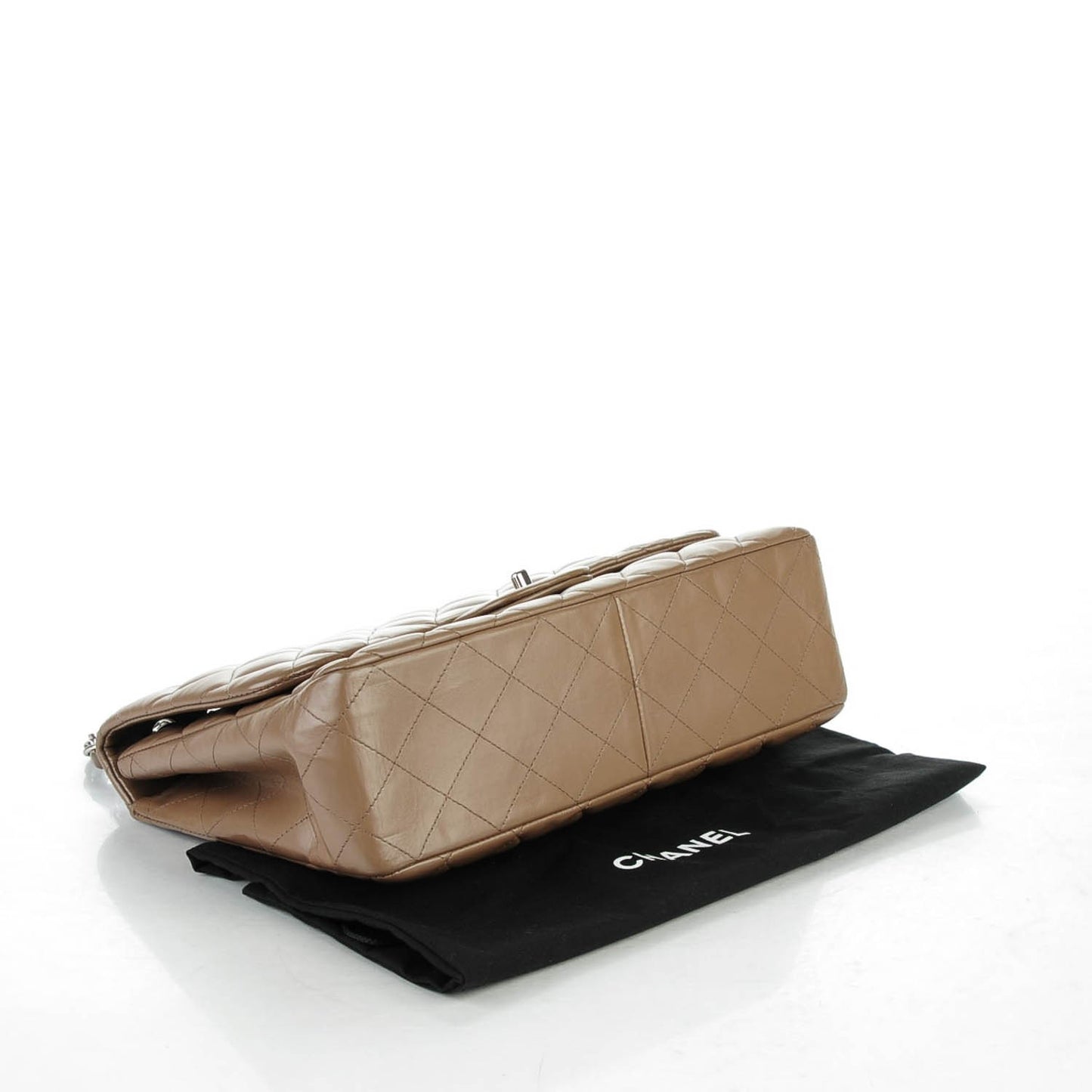 Lambskin Quilted Jumbo Single Flap Dark Beige