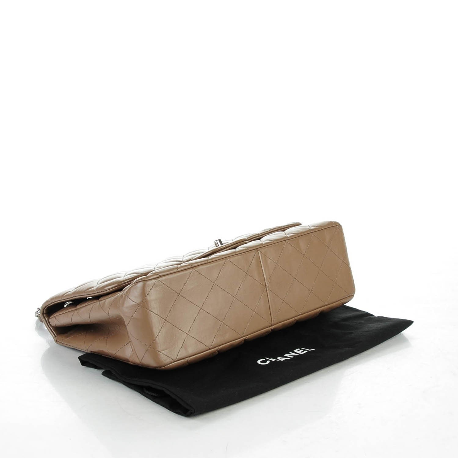 Chanel Lambskin Quilted Jumbo Single Flap Dark Beige 4 of 7