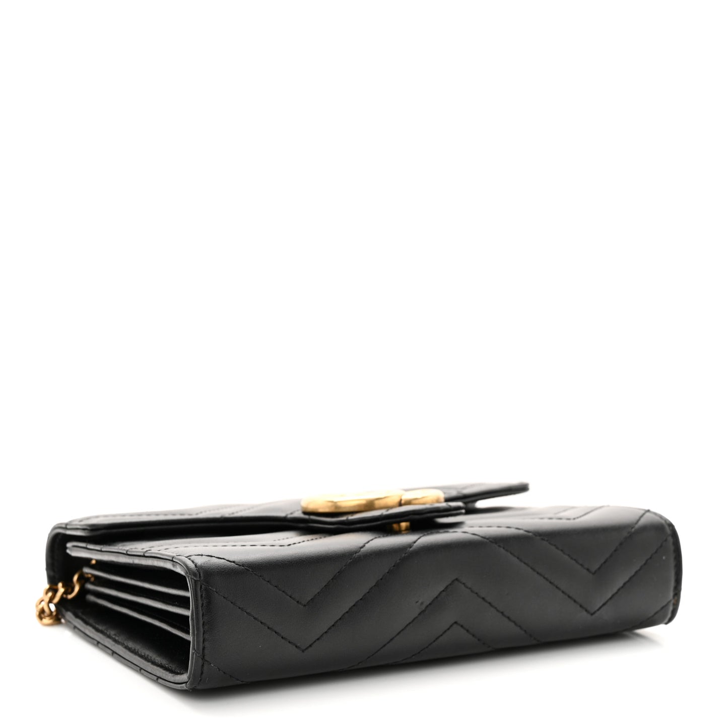 Calfskin Matelasse GG Marmont Chain Wallet Black