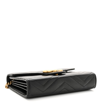 Gucci Calfskin Matelasse GG Marmont Chain Wallet Black 4 of 12