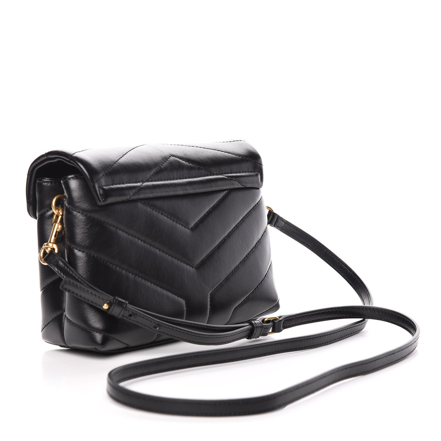 Calfskin Y Quilted Monogram Toy Loulou Crossbody Bag Black