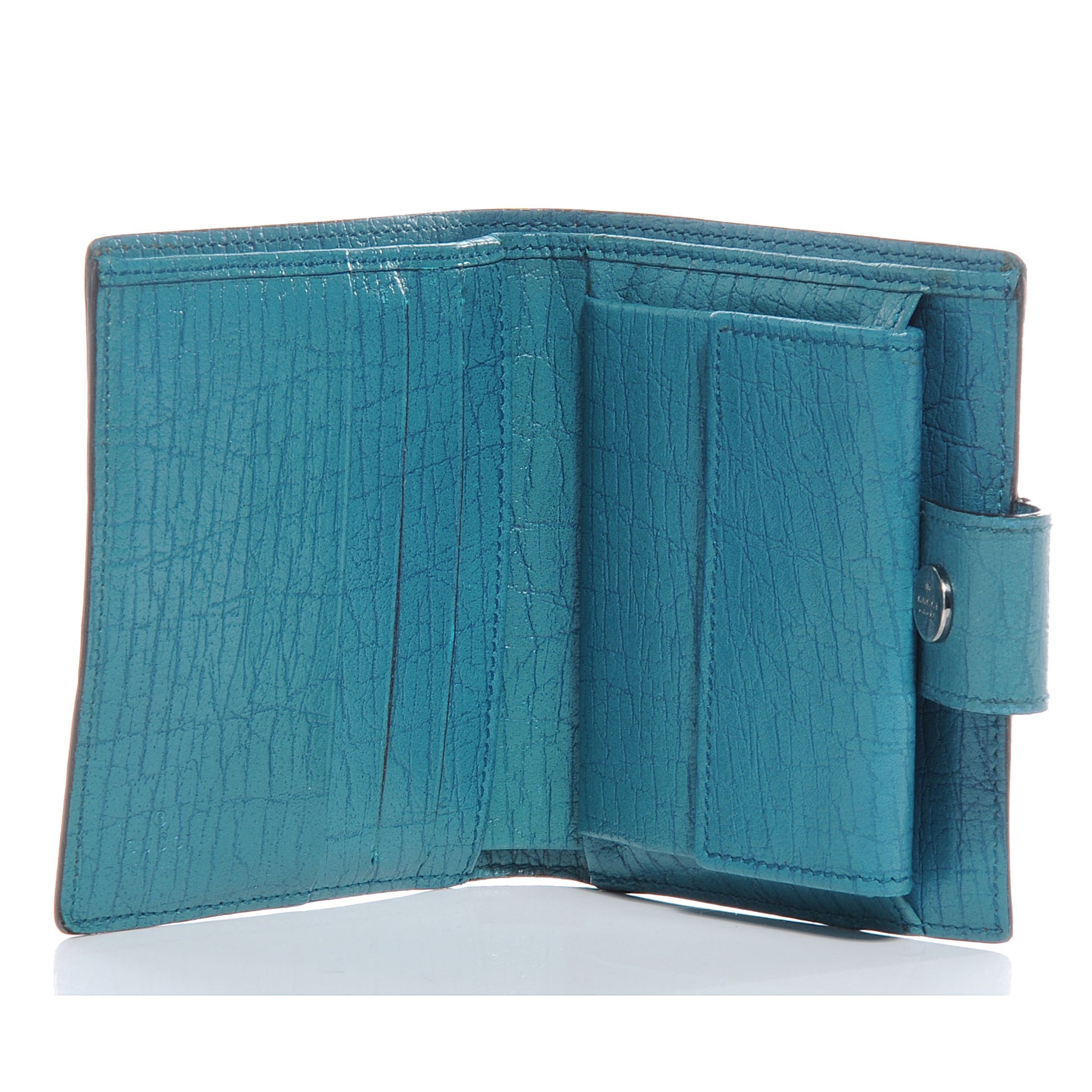 Gucci GG Plus Monogram Ladies GG French Wallet Turquoise 6 of 7