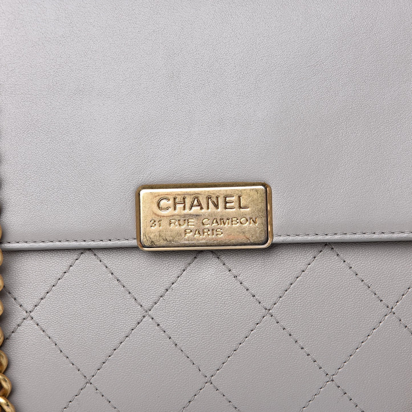 Lambskin Quilted Medium Coco Lux Flap Grey