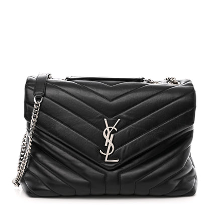 Saint Laurent Calfskin Y Quilted Monogram Medium Loulou Chain Satchel Black 1 of 13