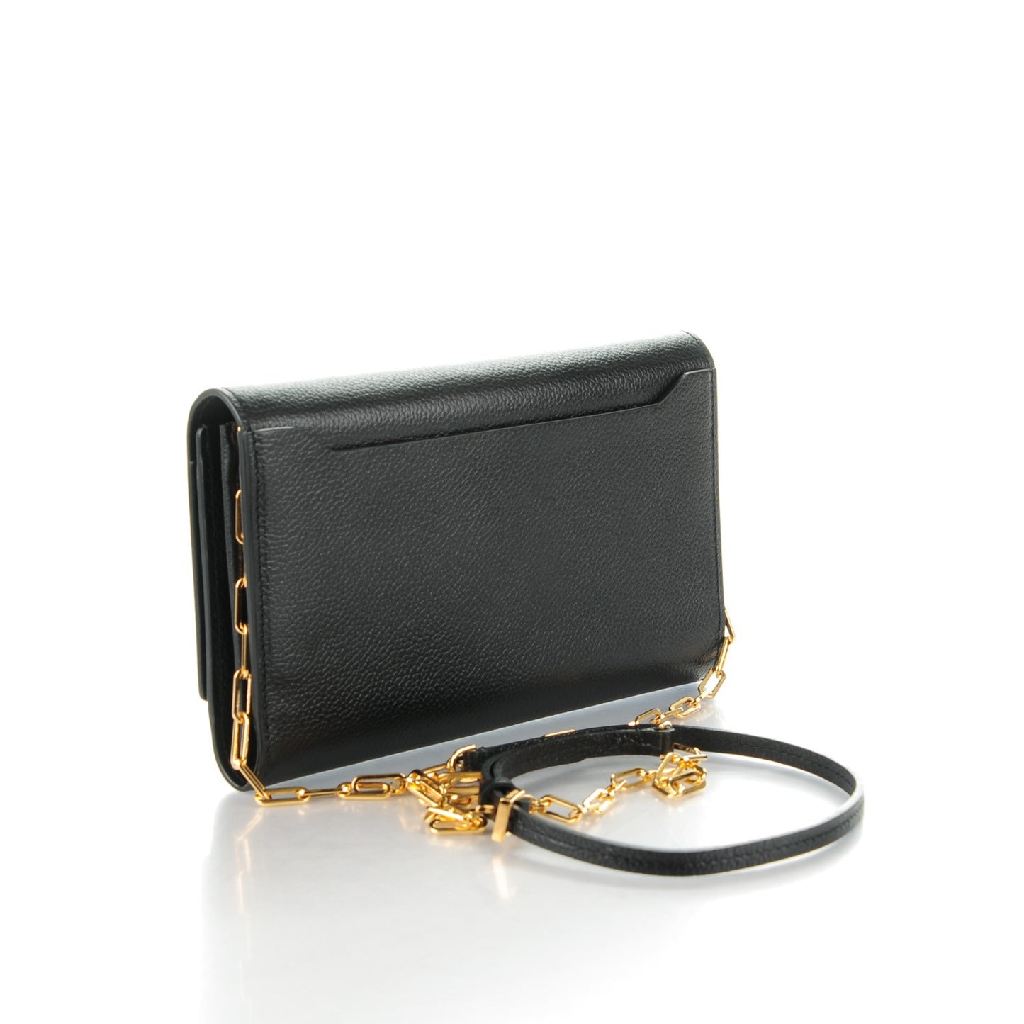 Pebbled Calfskin Wallet On Chain Black