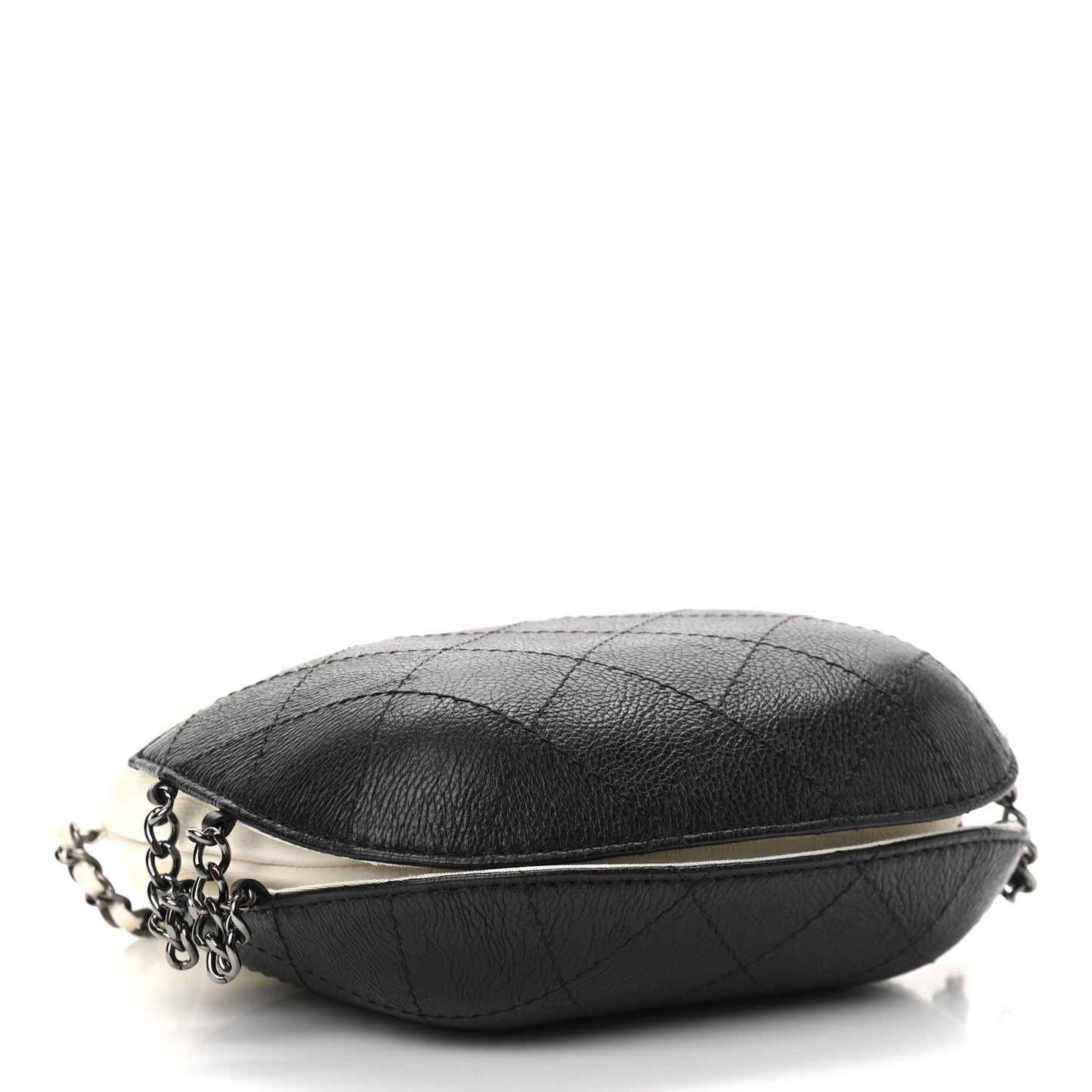 Aged Calfskin Quilted Small Gabrielle Bucket White Black