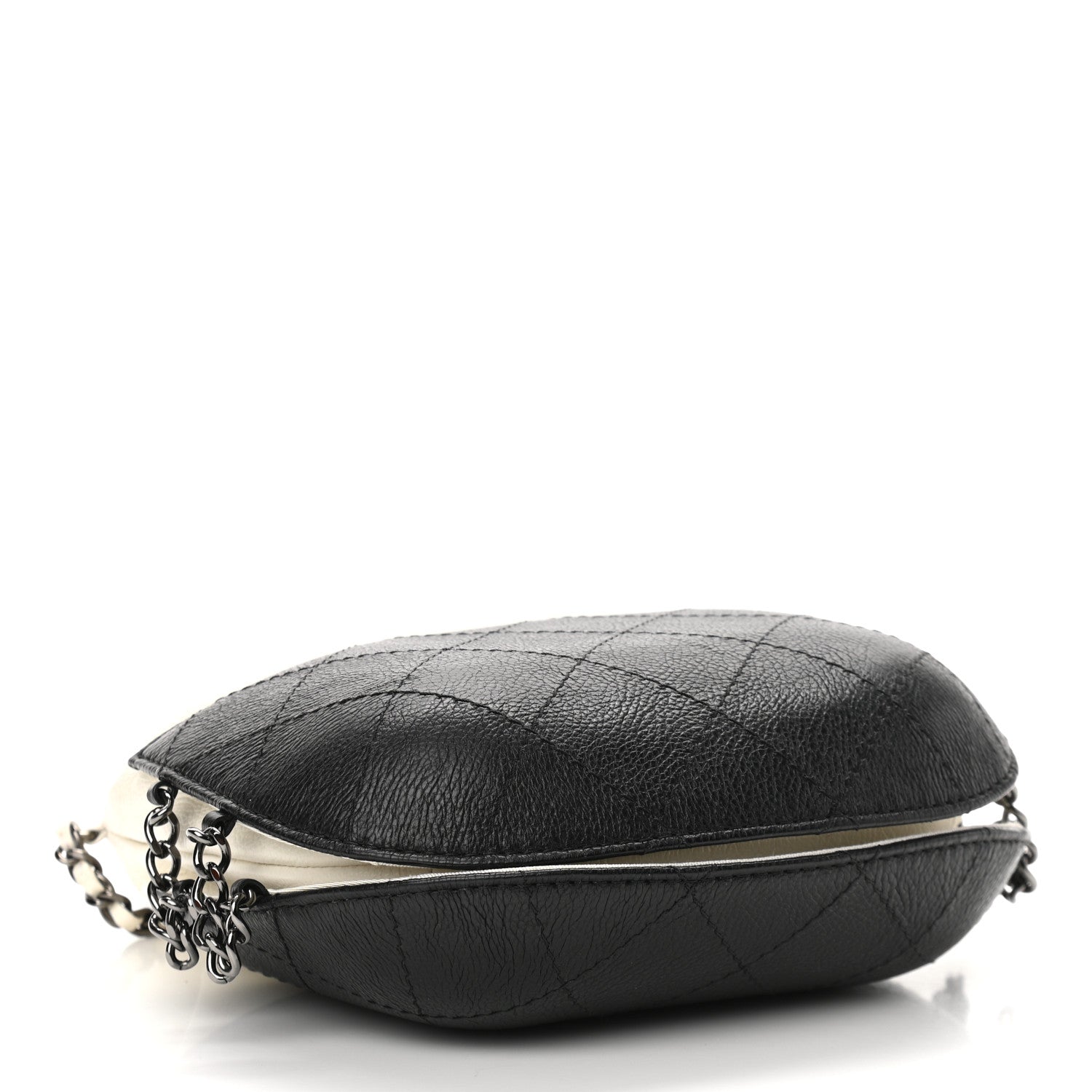 Chanel Aged Calfskin Quilted Small Gabrielle Bucket White Black 4 of 10
