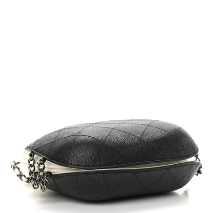Chanel Aged Calfskin Quilted Small Gabrielle Bucket White Black 4 of 10